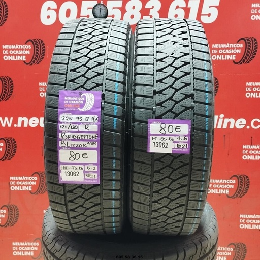 [Ref: 13062] 2x 225 75 R16C 121/120R BRIDGESTONE BLIZZAK W810 5.2/4.6mm REF:13062