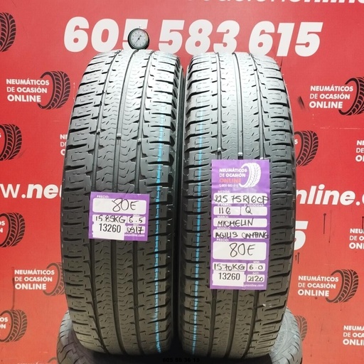 [Ref:13260] 2x 225 75 R 16CP 116Q MICHELIN AGILIS CAMPING 6.5/6.0mm REF:13260