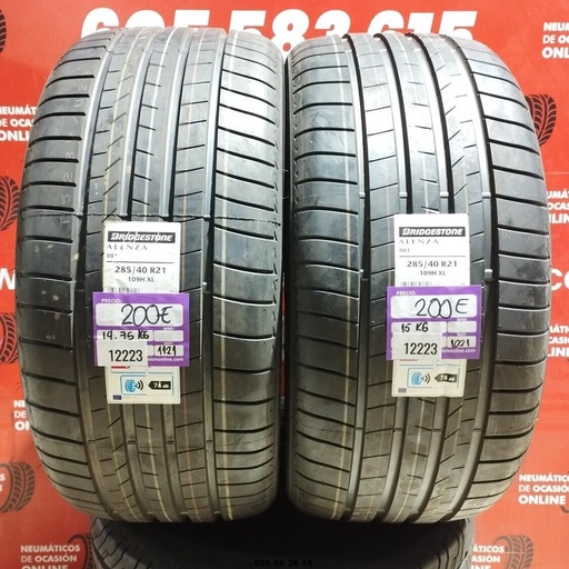 [Ref.12223] 2x 285 40 R21 109H XL BRIDGESTONE ALENZA 001 DOT: 1121  (SIN USO) Ref.12223