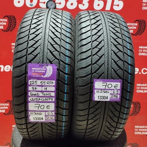 [Ref:13304] 2x 225 55 R17 97H M+S* GOODYEAR ULTRAGRIP8 6.5/6.9MM REF. 13304