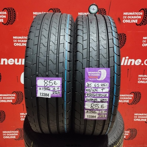 [Ref:13384] 2x 215 65 R 16C 109/107T BRIDGESTONE DURAVIS VAN 8.0/8.8mm REF:13384