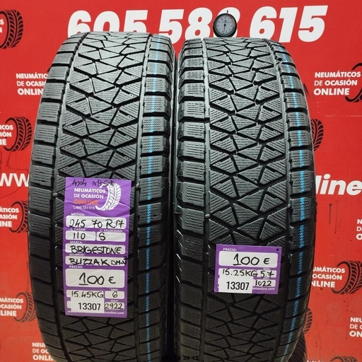 [Ref:13307] 2x 245 70 R17 110S M+S* BRIDGESTONE BLIZZAK 6.0/5.7MM REF. 13307