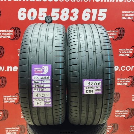[Ref:13401] 2x 255 40 R20 102Y Pirelli Pzero Tm 6.0/6.0MM Ref. 13401