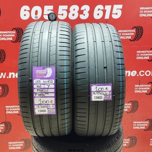 [Ref:13400] 2x 255 40 R20 102Y Pirelli Pzero Tm R01 5.4/5.4MM Réf. 13400