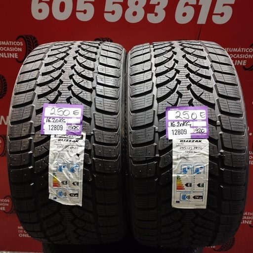[Ref. 12809] 2x 295 35 ZR20 105W XL Bridgestone Blizzak Dot:20/20 (Ohne Einsatz) Ref.12809