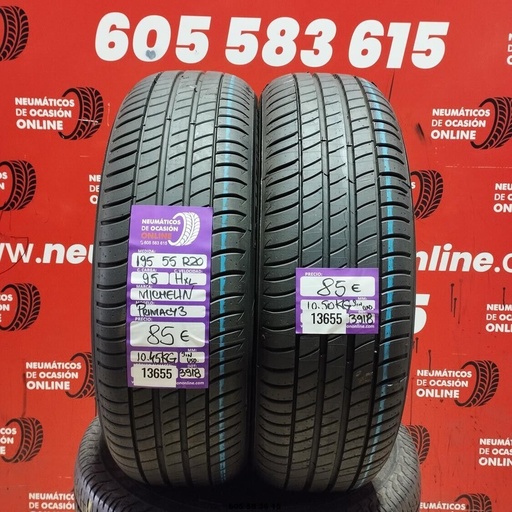 [Ref.13655] 2X 195 55 R20 95H MICHELIN PRIMACY 3 (SANS USAGE) REF. 13655