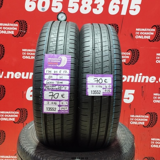 [Ref: 13552] 2x 175 65 R17 87H GOODYEAR EFFICIENT GRIP PERFORMANCE 2 7.0/7.0MMS REF: 13552