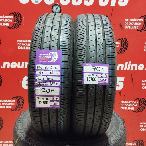 [Ref:13700] 2x 175 65 R17 87H Goodyear Efficient GRIP2 6.8/6.8 MM Ref. 13700