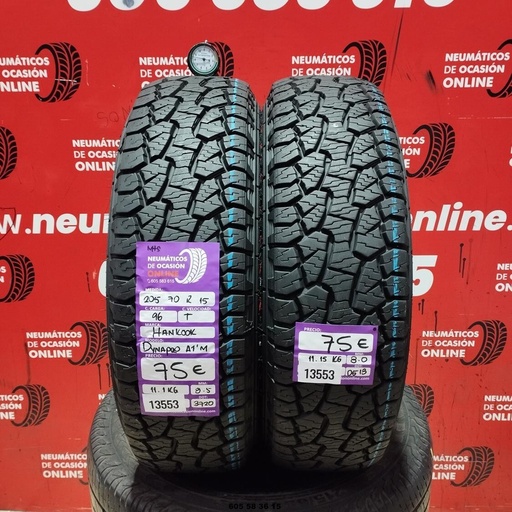[Ref:13553] 2x 205 70 R15 96T  HANKOOK DYNAPRO A1 M+S 8.5/8.0MM REF. 13553